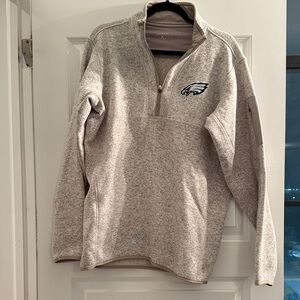Men’s Antigua Oatmeal Eagles Quarter Zip Sweater